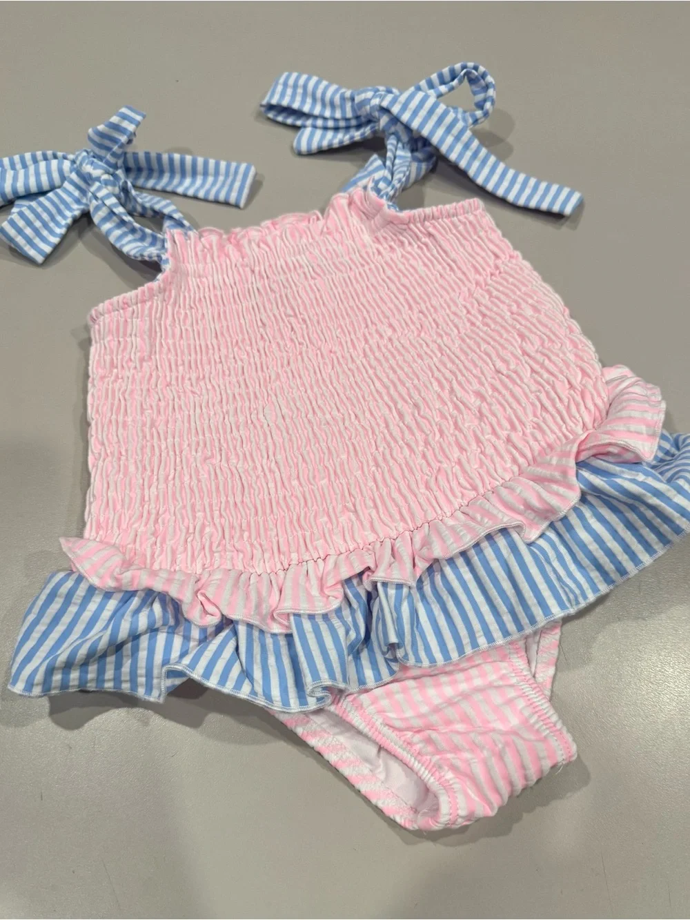 Classical Whimsey Pink & Blue Ruffle Swimsuit - 2T  Like new!